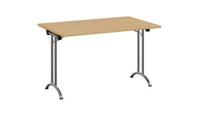 SLC 125 chrom skládací jednací stůl 1250x800, deska 25 mm, podnož chrom, deska javor horský